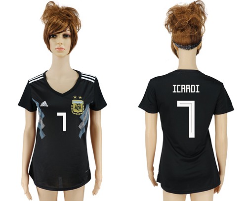 Women's Argentina #7 Icardi Away Soccer Country Jersey